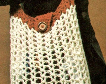 Vintage Crochet Market Bag Pattern, Boho Tote Bag, Reusable Shopping Bag, PDF Instant Download