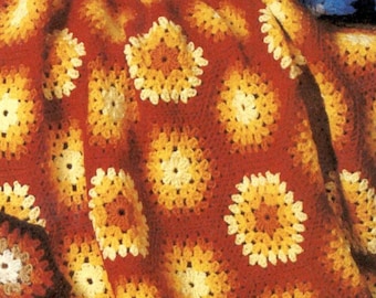 Crochet Pattern Granny Square Blanket Hexagon Motif PDF Download