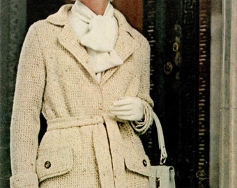 Vintage Sweater Coat Knitting Pattern PDF – Long Duster Cardigan, Boho Handmade Outerwear, Easy Instant Download