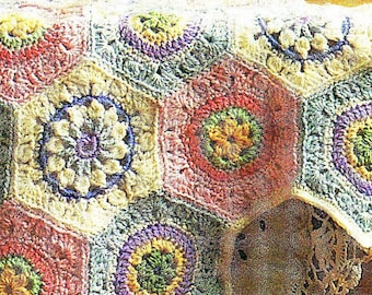 HÄKELANLEITUNG Hexagon Decke ⨯ Blumen Grandma quadratisches Motiv ⨯ Patchworkdecke ⨯ Vintage 1970 PDF download von The Vintage Purl