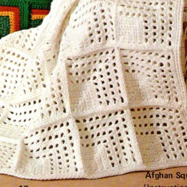 CROCHET PATTERN blanket granny square ⨯ geometric eyelet motif ⨯ afghan throw bedspread cover ⨯ vintage 1970 PDF download The Vintage Purl