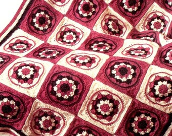 Flower Granny Square Crochet Pattern PDF, Daisy Granny Square, Floral Afghan Blanket Square Motif, Instant Download