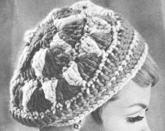 Vintage Crochet Beret Hat Pattern, French Style Slouchy Beanie, Chic Handmade Cap, PDF Instant Download