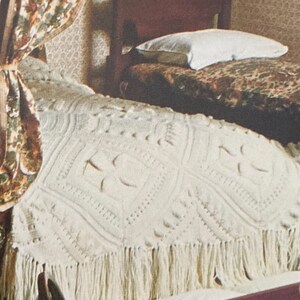Leaf Block Blanket Knitting Pattern PDF, Vintage Afghan Bedspread Throw Design, Instant Download