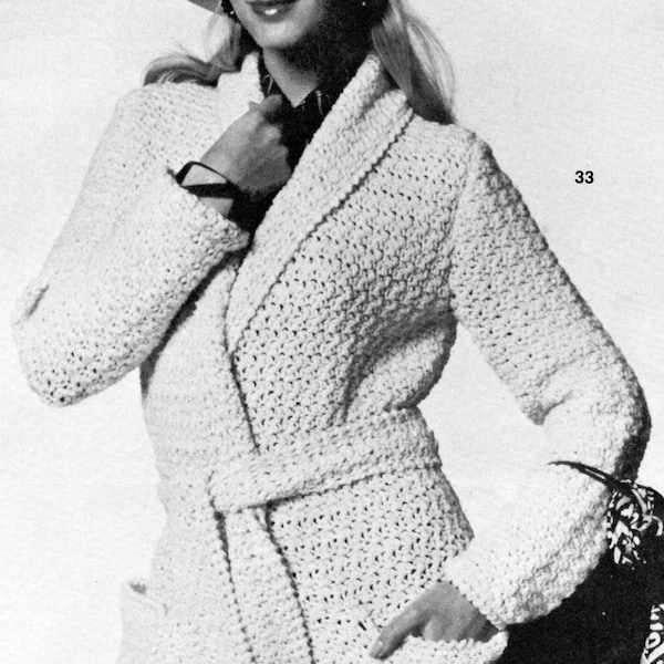 CROCHET PATTERN sweater robe coat cardigan duster ⨯ ladies women girls ⨯ vintage 1960 PDF download by The Vintage Purl
