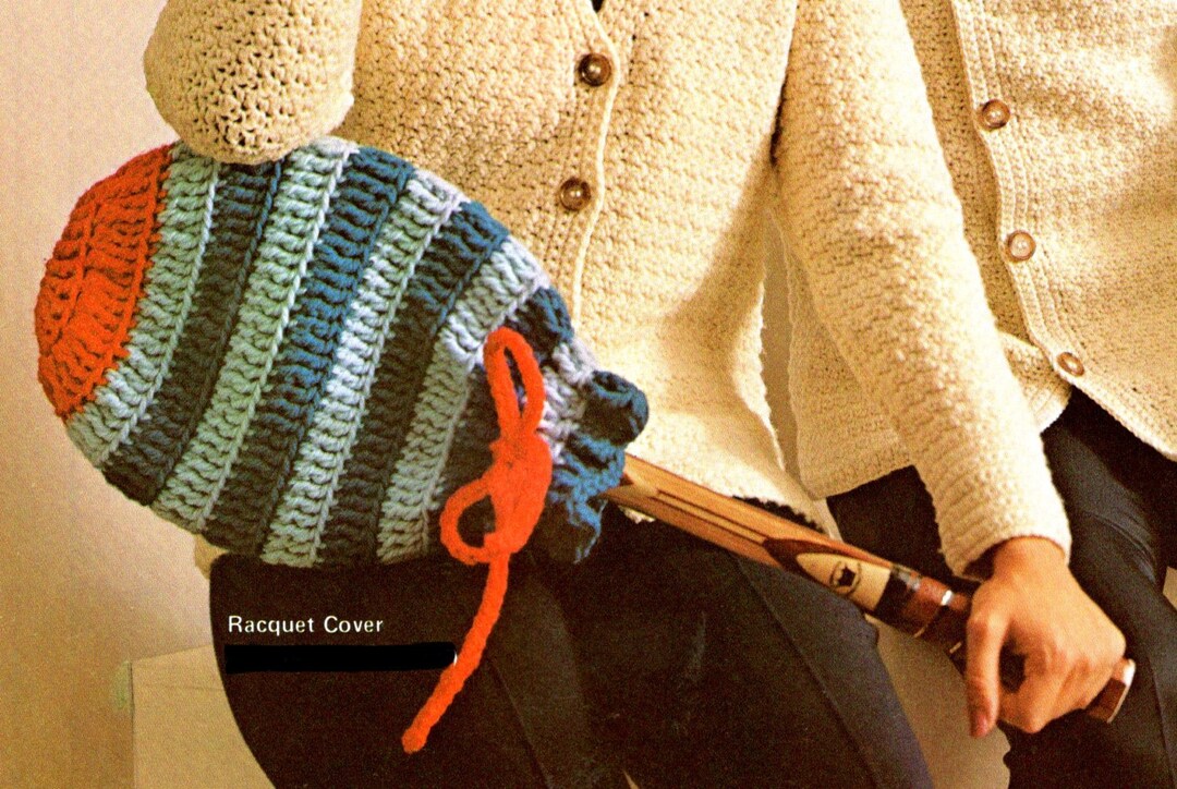 Vintage Crochet Tennis Racket Cover Pattern PDF, DIY Yarn Bombing ...
