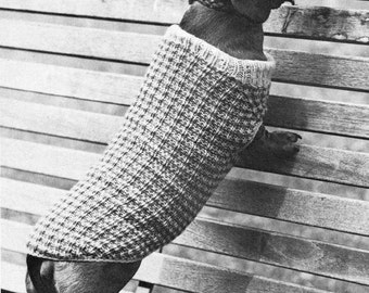 vintage knitting pattern small dog coat sweater jacket cable knit cabled printable DIY PDF download 1970