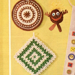 crochet pattern pot holder potholder hot pad medallion ruffle hot pad bundle 1960 PDF DOWNLOAD the vintage purl