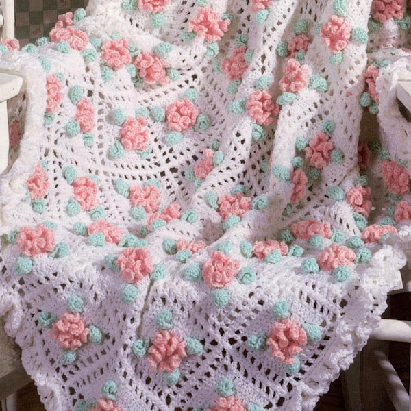CROCHET PATTERN granny square blanket ⨯ flower 3D daisy motif ⨯ baby afghan throw wrap ⨯ PDF download by The Vintage Purl