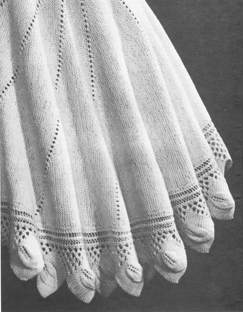 Vintage Knitting Pattern Circular Round Leaf Baby Shawl Etsy Australia