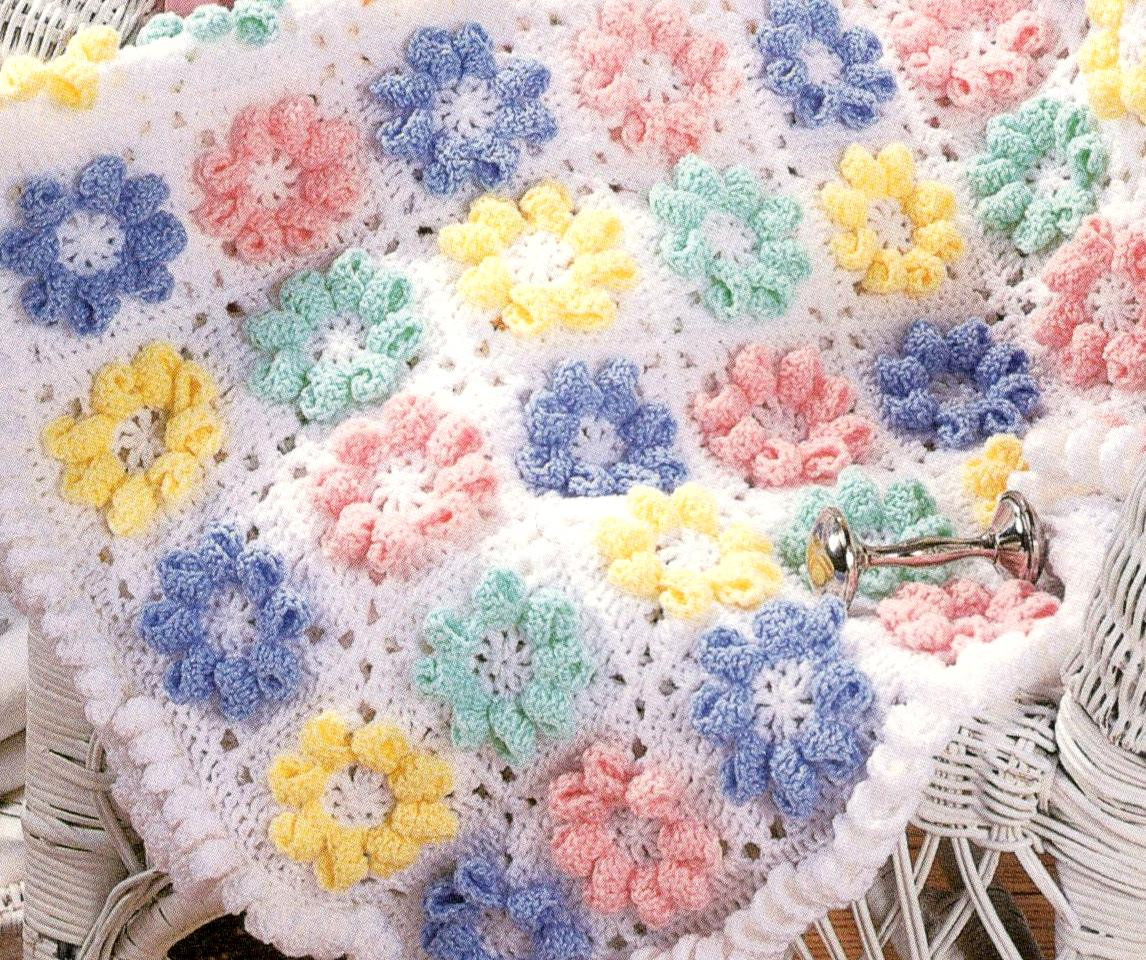 CROCHET PATTERN Granny Square Blanket ⨯ Flower 3D Daisy Motif
