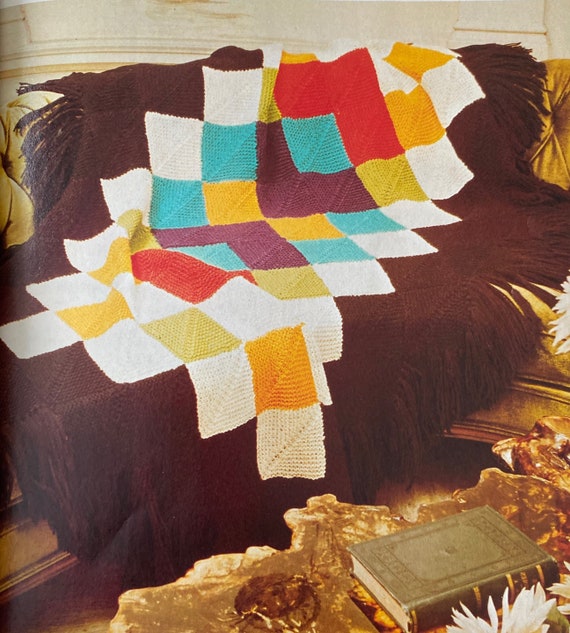 Knitting Pattern Square Afghan Blanket Throw Garter Stitch Block