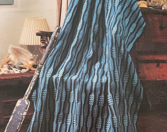 Wave Stitch Afghan Crochet Pattern PDF, Vintage Lace Blanket Throw, Ripple Crochet Blanket, Instant Download Instructions