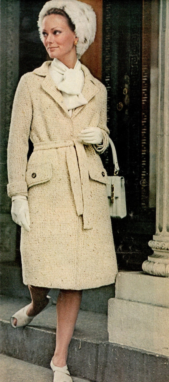 Jacke Walkmantel Damen Vintage Strickmuster Tweed Mantel Jacke - Main Image