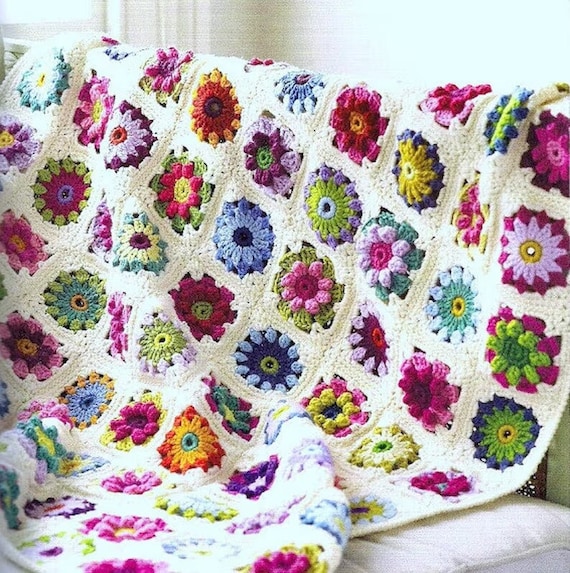vintage granny rug blanket flower garden 【公式通販】