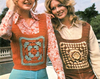 Granny Square Vest Crochet Pattern PDF, Easy Beginner Crochet Vest Pattern, Boho Granny Square Top, Step-by-Step Tutorial, Instant Download