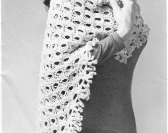 Crochet Prayer Shawl Pattern PDF, Vintage Broomstick Lace Wrap, Easy Lace Shawl Pattern, Instant Download