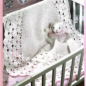 Baby Blanket Crochet Pattern PDF Download, Vintage Lace Afghan Throw, Heirloom Nursery Blanket, Baby Shower Gift, Instant Download