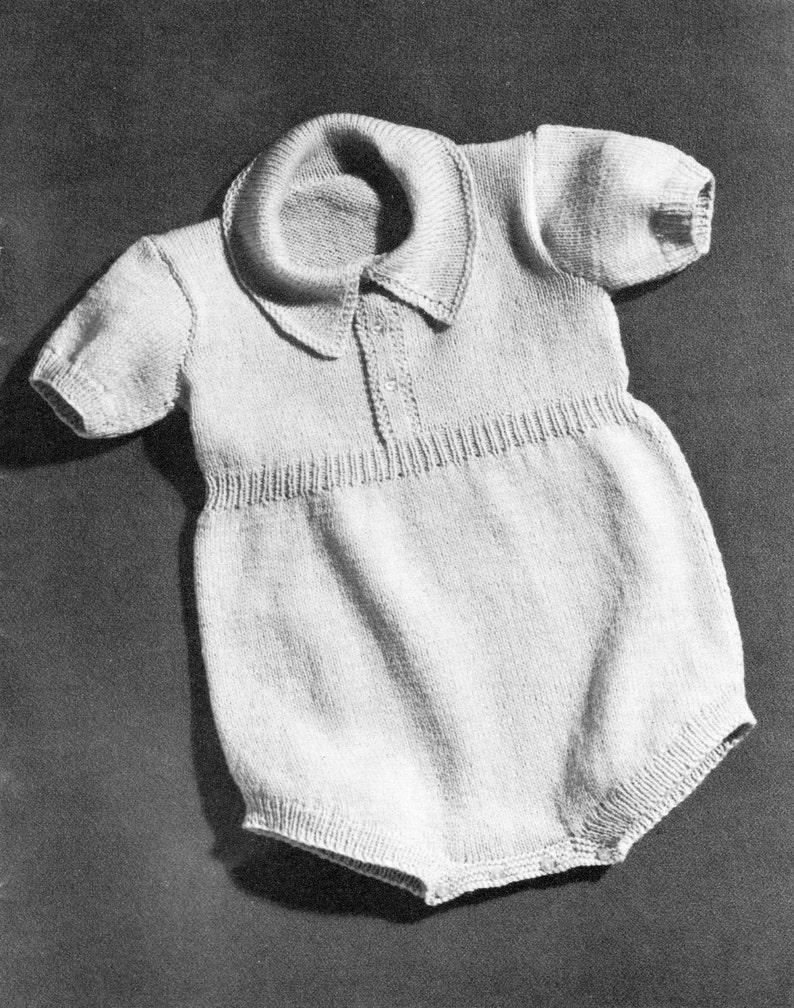 Baby Knitting Pattern Vintage Knitting Pattern Baby Onesie Etsy