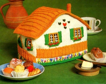 knitting pattern teapot cozy toaster tea pot cosy house cottage chalet cover 1960 PDF DOWNLOAD the vintage purl