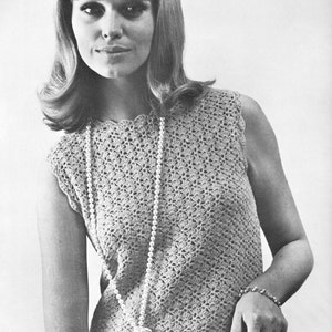 vintage crochet pattern ladies womens shell sleeveless top summer cotton top vest printable pdf download 1960