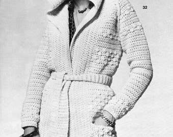 Crochet Robe Pattern PDF, Easy Vintage Duster Cardigan, Long Boho Crochet Coat Sweater, Jacket Style, Instant Download