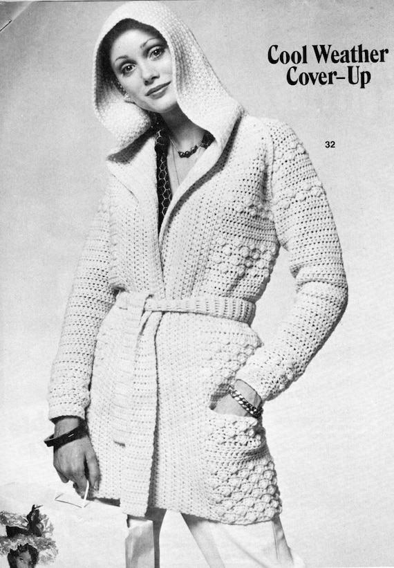 PATRÓN DE GANCHILLO suéter largo abrigo cárdigan plumero bata con