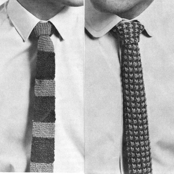 knitting pattern neck tie slim square end vintage knit tie pattern necktie wool flat end tie printable pdf instant download gift men