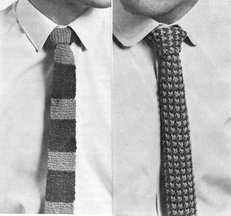 Knitting Pattern Neck Tie Slim Square End Vintage Knit Tie Etsy UK