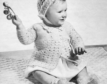 Vintage Baby Sweater Dress Crochet Pattern PDF, Heirloom Infant Newborn Dress, Baby Girl Outfit, Instant Download