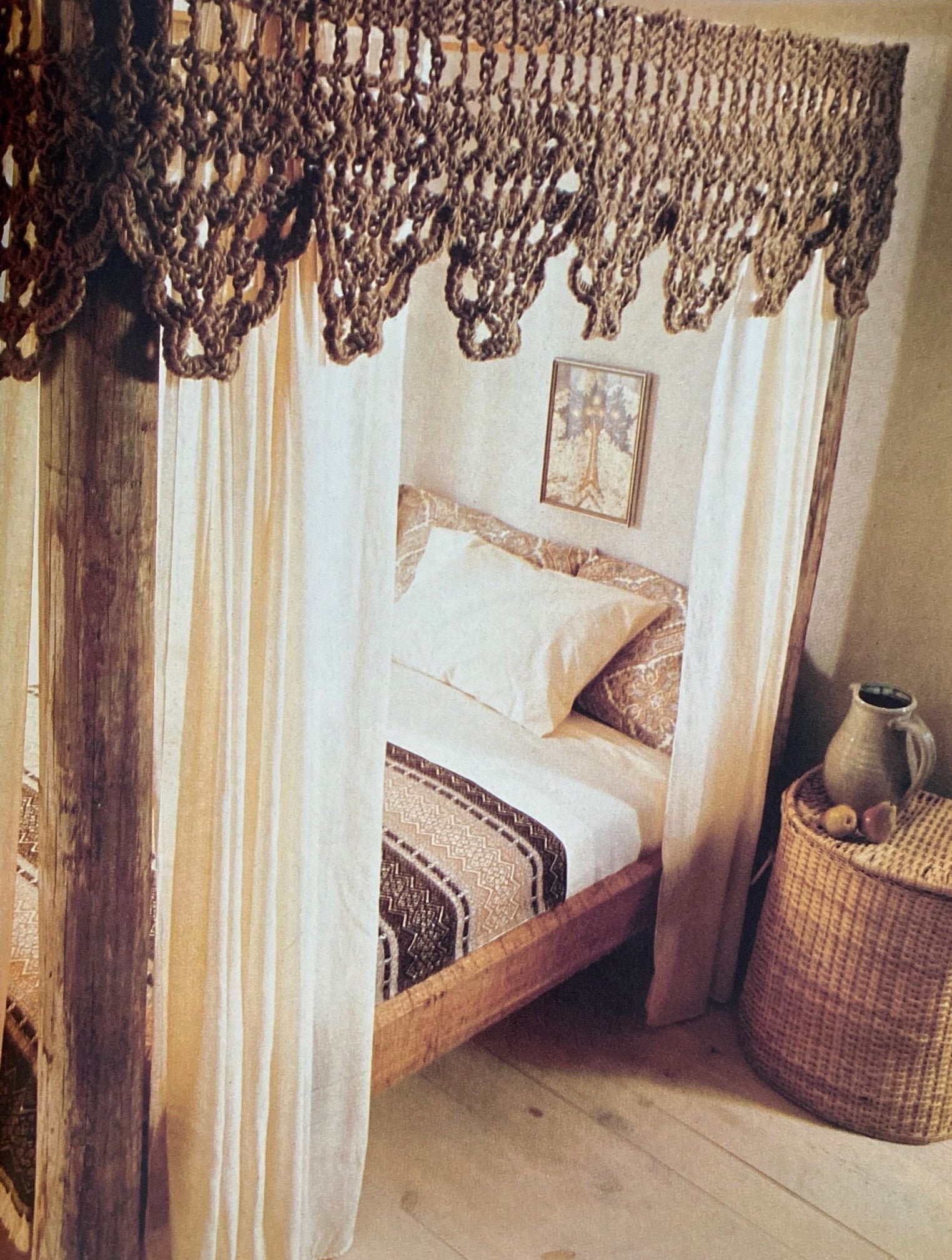 Crochet Pattern Canopy Bed Valance Fringe Topper Victorian Etsy