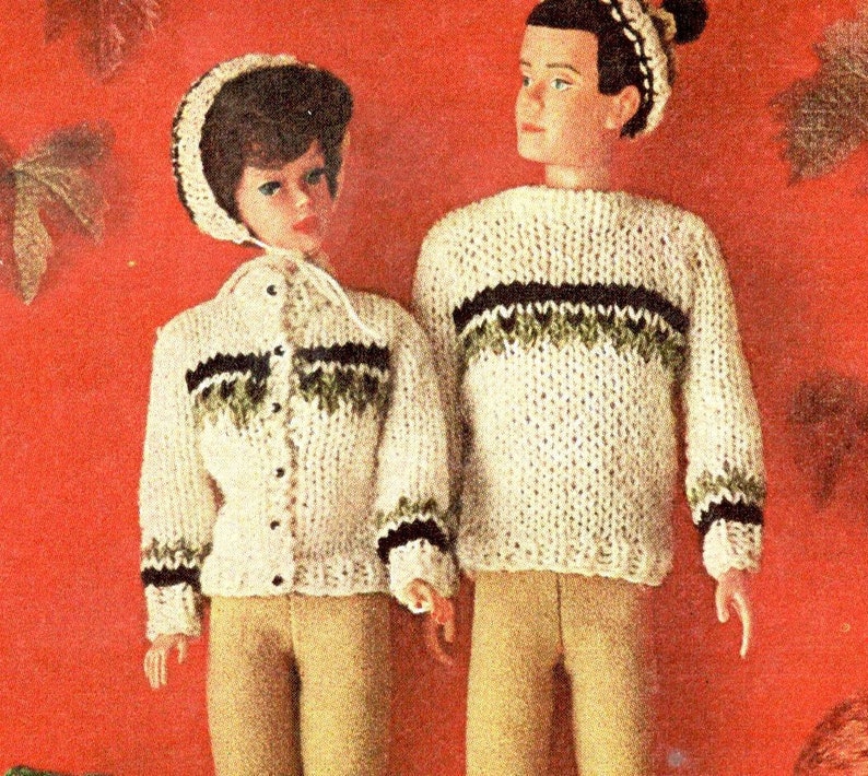 knitting pattern barbie ken clothes sweater ski clothing winter hat toque bonnet outfit 1960 PDF DOWNLOAD the vintage purl image 1