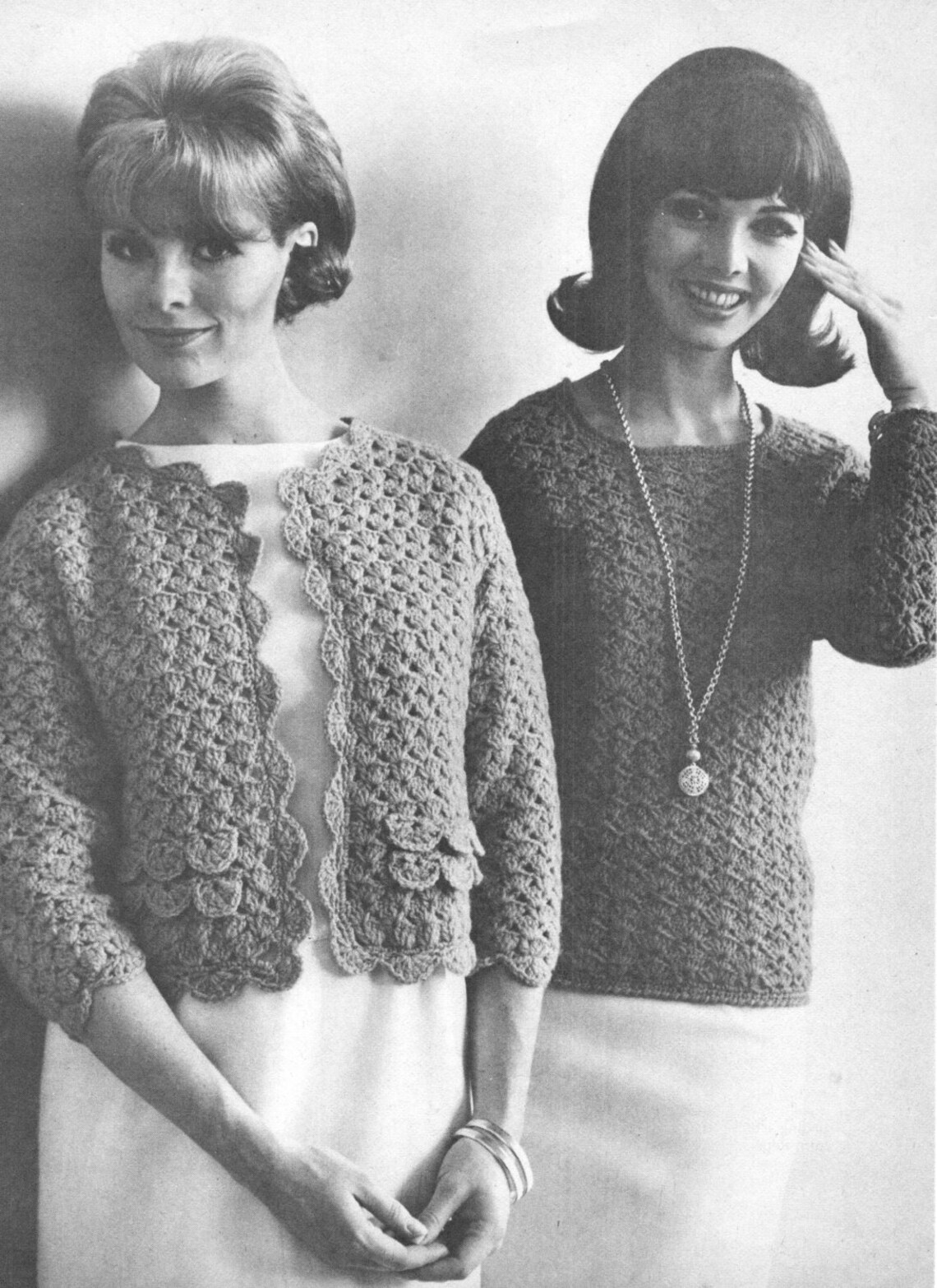 Vintage Crochet Pattern Ladies Womens Shell Stitch Lace Pullover ...