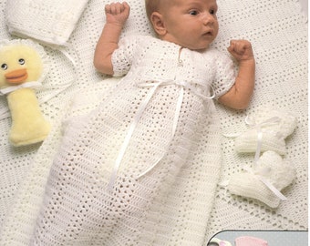 CROCHET PATTERN baby christening gown dress ⨯ bonnet hat booties ⨯ blanket layette set ⨯ RARE Vintage 1970 by The Vintage Purl