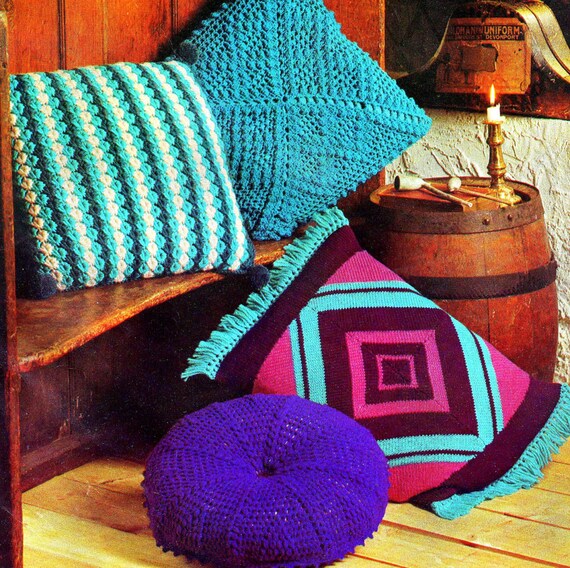 Vintage Pillow Case Cushion Covers Pattern II Crochet Knitting Etsy