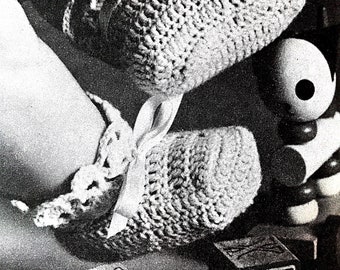 Vintage Baby Booties Crochet Pattern PDF, Newborn Infant Booties, Baby Shoes Slippers Pattern, Baby Shower Gift, Digital Download