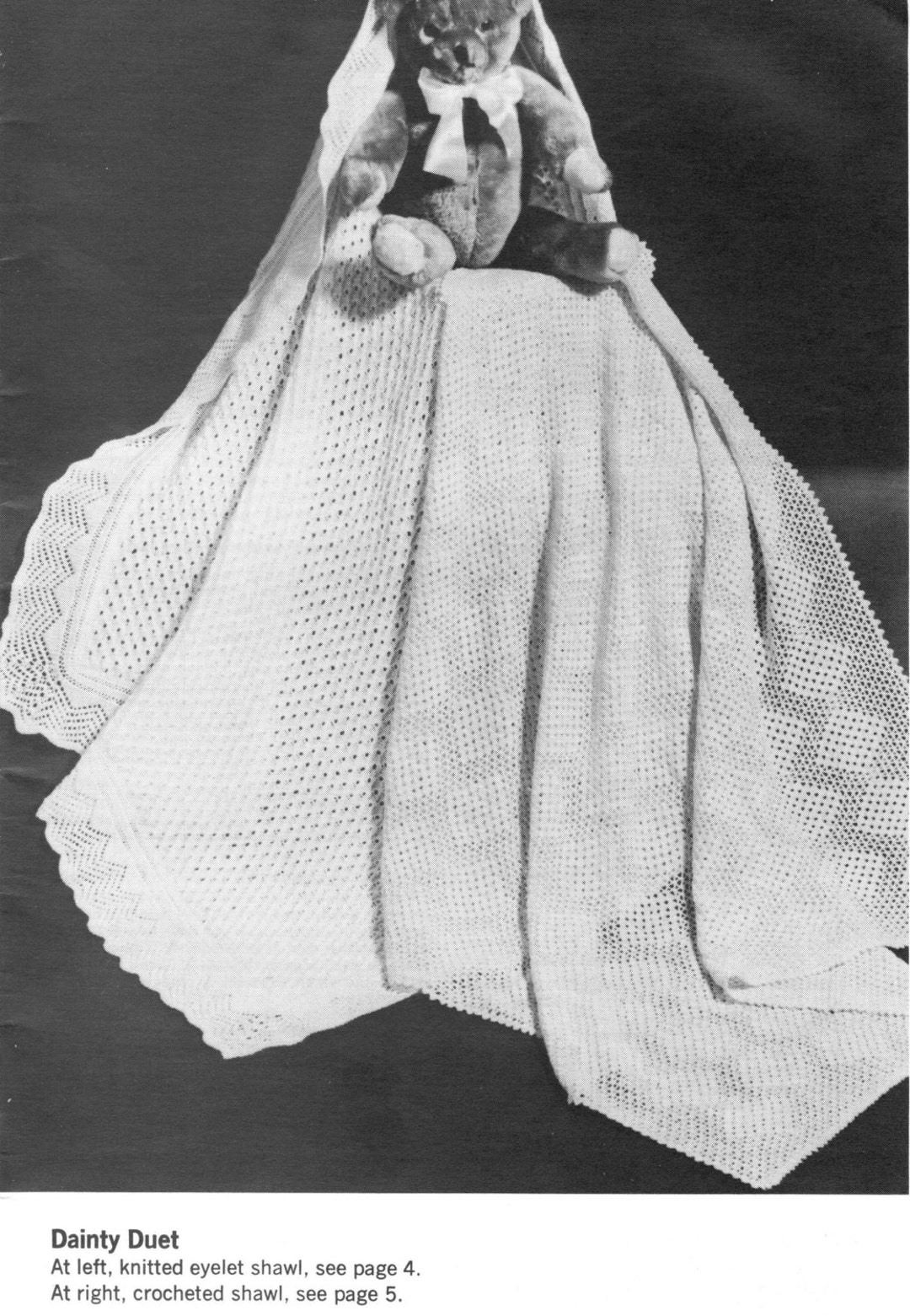 Vintage Crochet and Knitting Baby Shawl Pattern Set Eyelet Etsy