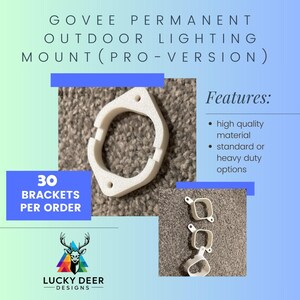 Govee (Pro version) light mount brackets : Heavy duty for Govee permanent outdoor lights- 30 Brackets per 50ft-H706A/H706B/H706C