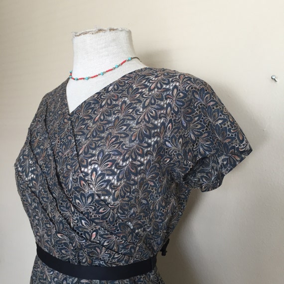1950s sheer eyelet form fitting dress