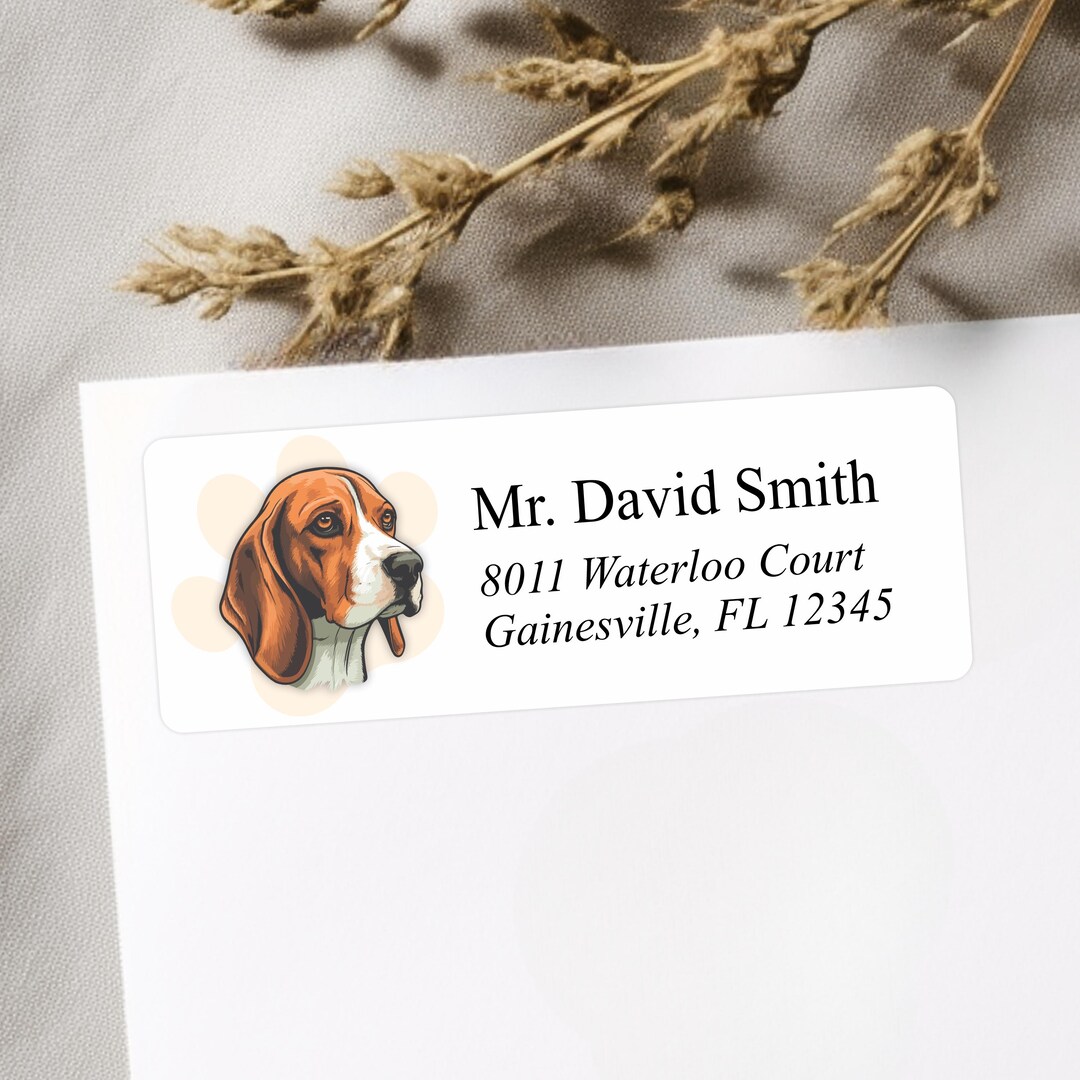 Beagle Labels Custom Beagle Address Labels | Personalized Dog Address Stickers ...