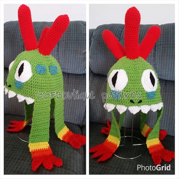 PDF Pattern Wow inspired sea monster crochet hat for adults