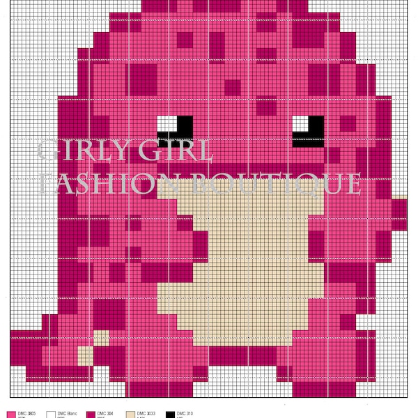 Xstitch Pattern Pink Quaggan Cross stitch Gw2 inspired