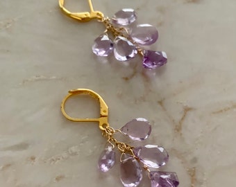 Amethyst earrings, lilac amethyst earrings, dangling amethyst earrings, February birthstone earring, modern amethyst earrings