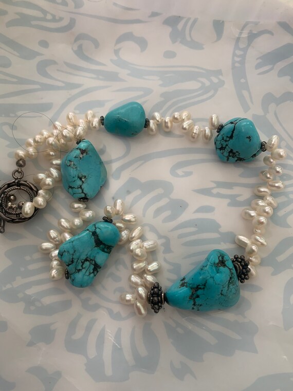 Chunky Turquoise Lightning Bolt Necklace and Earring Set N12175SBTQ -  Stockyard Style