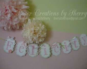 Boutique Custom Listing:  Birthday Banner to Match Tea Party Invitations- for H.R.