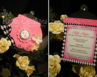 Boutique Custom Bridal Shower Mad Hatter Tea Party  Invitations QTY 30