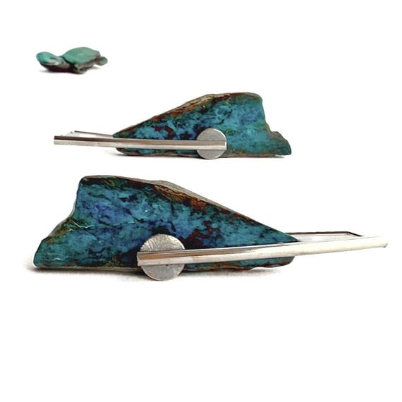 "Nina" Raw Blue Opal Earrings