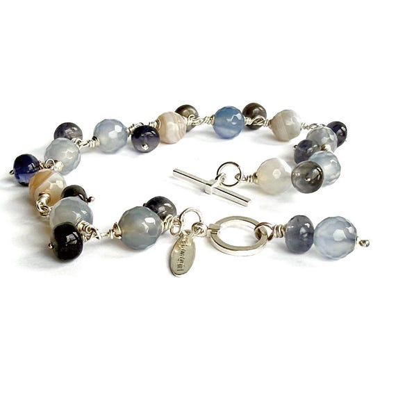 “Maura” Agate & Iolite Bracelet