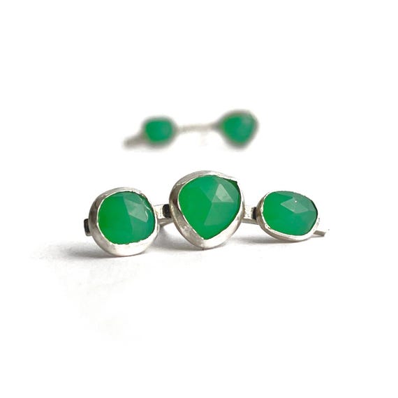 “Carol” Asymmetric Chrysoprase Earrings