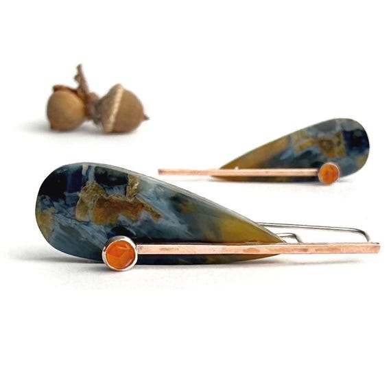 “Benita” Pietersite & Carnelian Earrings